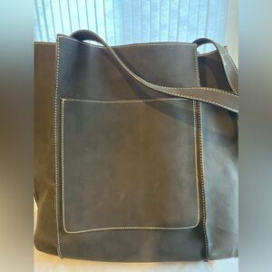Shiraleah Black Tote Bag with White Stitching
